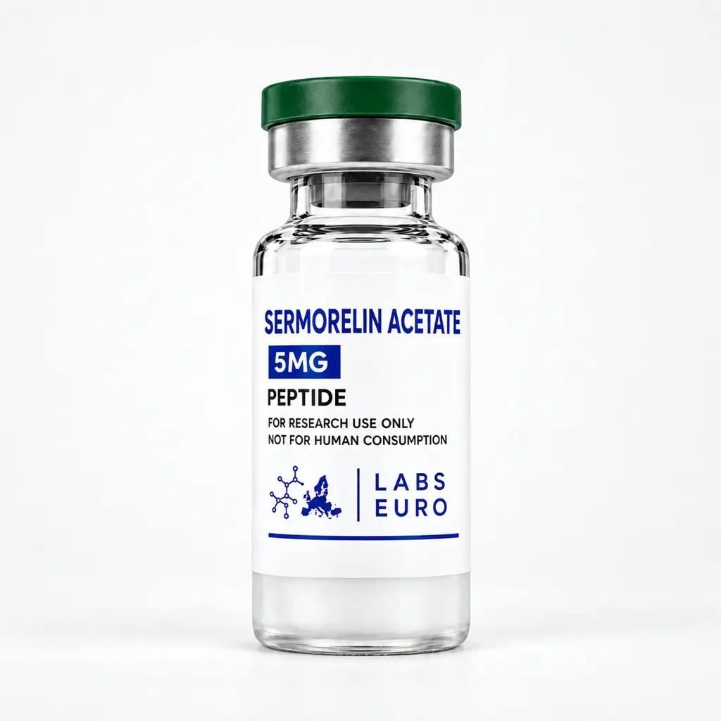 Sermorelin Acetate: illustrative labelled single vial; the kit contains ten unlabelled vials